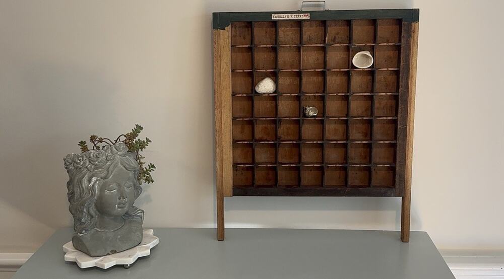 Antique Letterpress Wood Type Drawer Hamilton Helvetica Typography Shadow Box